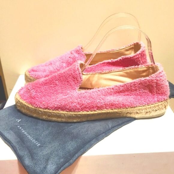 Manebí "Sydney" For Anthropologie Pink Terry Cloth Espadrilles Sz.9/40 Ret.$125 - Picture 2 of 13